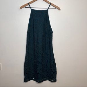 Bishop + Young Teal Sleeveless Floral Spaghetti Strap Dress Size Large